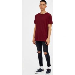 Jeansy męskie: Czarne jeansy super skinny fit z przetarciami