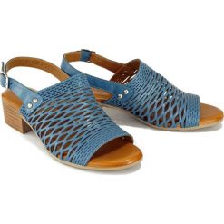 PIAZZA 911013-51 denim, sandały damskie. Sandały damskie Piazza, bez wzorów, ze skóry, bez obcasa, na obcasie, bez zapięcia. Za 269,90 zł.