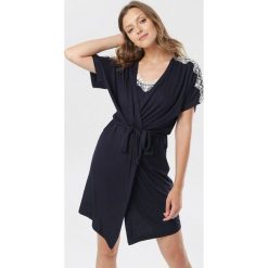 Granatowo-Biała Koszula Nocna Ateriko. Niebieskie koszule nocne damskie Born2be, xl, bez wzorów, bez rękawów. W wyprzedaży za 179,99 zł.