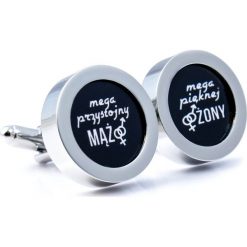 Spinki do mankietów - mega przystojny MĄŻ mega pięknej ŻONY U203. Czarne spinki do mankietów męskie Modini Moda Męska, ze stali. W wyprzedaży za 60,75 zł.