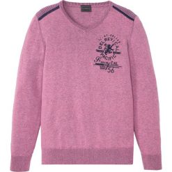 Sweter z haftem bonprix jeżynowy melanż. Fioletowe swetry męskie bonprix, s, z haftami, z dekoltem w serek, bez kaptura. Za 42,99 zł.