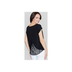 Bluzka K292 Czarny. Czarne bluzki damskie marki Lenitif, s, z koronki, eleganckie, z okrągłym kołnierzem, z krótkim rękawem. Za 99,00 zł.