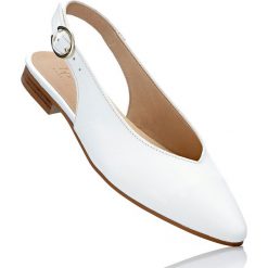 Baleriny skórzane z paskiem bonprix biały. Białe baleriny damskie bonprix, bez wzorów, ze skóry, eleganckie, bez obcasa. Za 169,99 zł.
