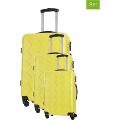 Walizki (3 szt.) w kolorze żółtym. Żółte walizki Crazy sales, bez wzorów, z materiału. W wyprzedaży za 549,95 zł.