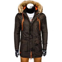 KURTKA MĘSKA ZIMOWA PARKA C358 - MORO. Brązowe kurtki męskie pikowane Ombre Clothing, na zimę, m, moro, z futra. Za 189,00 zł.
