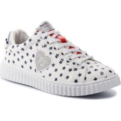 Tenisówki PEPE JEANS - PGS30387 White 800. Białe trampki dziewczęce Pepe Jeans, z aplikacjami, z jeansu, na sznurówki. Za 259,00 zł.