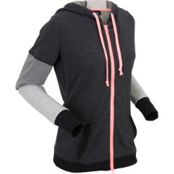 Bluzy rozpinane damskie: Bluza rozpinana, długi rękaw bonprix czarny melanż