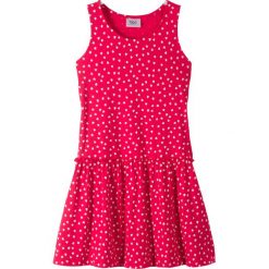 Sukienka shirtowa bonprix czerwono-biały wzorzysty. Czerwone sukienki dziewczęce bonprix, bez wzorów, bez rękawów. Za 34,99 zł.
