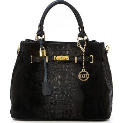Torebki klasyczne damskie: Skórzana torebka w kolorze czarnym – 33 x 28 x 17 cm