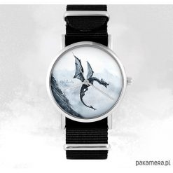 Zegarki męskie: Zegarek – Smok – czarny, nato, unisex