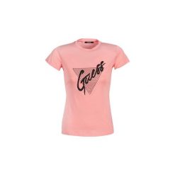 T-shirty z krótkim rękawem Guess CN GUESS. Różowe t-shirty damskie marki Guess, s, z aplikacjami, bez kołnierzyka. Za 179,00 zł.
