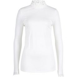 Shirt z długim rękawem i koronkową stójką z kolekcji Maite Kelly bonprix biel wełny. Białe koszulki damskie bonprix, bez wzorów, z wełny, ze stójką, z długim rękawem. Za 69,99 zł.