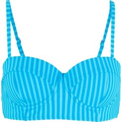Biustonosz bikini na fiszbinach bonprix turkusowo-biały w paski. Niebieskie stroje kąpielowe damskie bonprix, w paski. Za 54,99 zł.