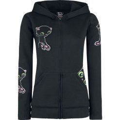 Bluzy damskie: Cupcake Cult Black Cat Hood Bluza z kapturem rozpinana damska czarny