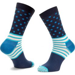 Skarpety Wysokie Unisex HAPPY SOCKS - SD01-066 Granatowy. Niebieskie skarpetki męskie Happy Socks, z bawełny. Za 34,90 zł.