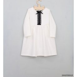 Sukienka z aksamitka i koronka. Czerwone sukienki dziewczęce marki Pakamera, w koronkowe wzory, z tkaniny, eleganckie. Za 129,00 zł.