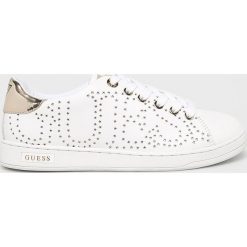 Guess Jeans - Buty. Białe buty sportowe damskie Guess Jeans, z aplikacjami, z jeansu, sportowe. Za 459,90 zł.