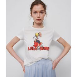 T-shirt Lola Bunny - Kremowy. Białe t-shirty damskie Reserved, s, bez wzorów, bez kołnierzyka. Za 39,99 zł.