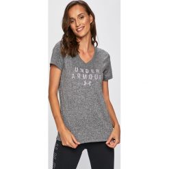 Under Armour - Top. Szare topy damskie marki Under Armour, s, z nadrukiem, z poliesteru. Za 119,90 zł.