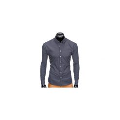 KOSZULA MĘSKA Z DŁUGIM RĘKAWEM K410 - CZARNA. Czarne koszule męskie Ombre Clothing, m, z kontrastowym kołnierzykiem, z długim rękawem. Za 49,00 zł.