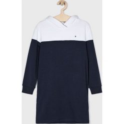 Tommy Hilfiger - Sukienka dziecięca 128-176 cm. Niebieskie sukienki dziewczęce TOMMY HILFIGER, bez wzorów, z elastanu, casualowe, bez rękawów, mini, proste. Za 359,90 zł.