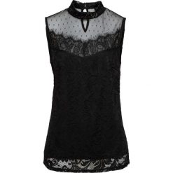 Top koronkowy bonprix czarny. Czarne topy damskie bonprix, w koronkowe wzory, z koronki, ze stójką. Za 84,99 zł.