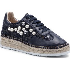 Espadryle EVA MINGE - EM-14-05-000107 607. Niebieskie espadryle damskie Eva Minge, bez wzorów, ze skóry ekologicznej, bez obcasa, na płaskiej podeszwie. Za 519,00 zł.