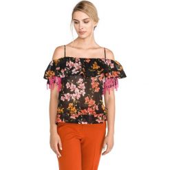 Pinko Brigit Top Czarny. Czarne bluzki damskie Pinko, s, w kwiaty, z bawełny, bez kołnierzyka. Za 1141,95 zł.