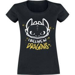 Drachenzähmen leicht gemacht Ohnezahn - I Believe In Dragons Koszulka damska czarny. Czarne koszulki damskie marki Drachenzähmen leicht gemacht, l, z nadrukiem, z okrągłym kołnierzem. Za 74,90 zł.