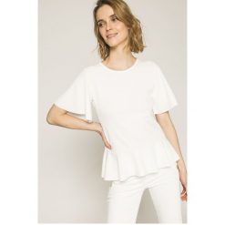 Morgan - Top. Białe bluzki damskie marki Morgan, s, z elastanu, casualowe, z okrągłym kołnierzem, z krótkim rękawem. W wyprzedaży za 119,90 zł.