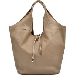 Shopper bag damskie: Skórzana torebka w kolorze fango – (S)30 x (W)45 x (G)16 cm