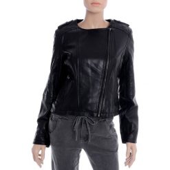 Kurtki damskie: Kurtka skórzana - 11311 BLACK