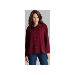 Koszula L059 Bordo. Czerwone koszule damskie Lenitif, na co dzień, xl, bez wzorów, klasyczne, z klasycznym kołnierzykiem, z długim rękawem. Za 139,00 zł.