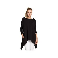 M207 Asymetryczna peleryna czarna. Czarne bluzy damskie Moe, s, bez wzorów, z elastanu, z długim rękawem, długie. Za 139,00 zł.