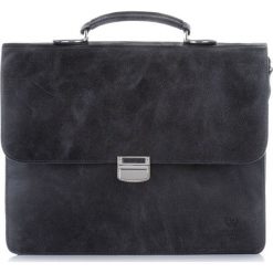 Skórzana torba teczka męska vintage Paolo Peruzzi S-04 czarna - Czarny. Czarne torby męskie skórzane w paski, ze skóry, vintage. Za 279,99 zł.