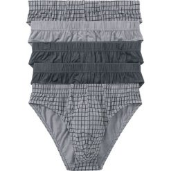 Slipy (5 par) bonprix szaro-antracytowy w kratę. Szare slipy męskie marki bonprix, xl, bez wzorów. Za 64,95 zł.