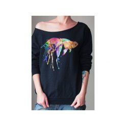 Rybka czarna oversize z. Czarne bluzy damskie One mug a day, s, z nadrukiem, z bawełny, bez rękawów, bez kaptura. Za 139,00 zł.