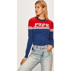 Pepe Jeans - Sweter Olimpic. Niebieskie swetry damskie Pepe Jeans, s, bez wzorów, z bawełny, bez rękawów, bez kaptura. W wyprzedaży za 199,90 zł.