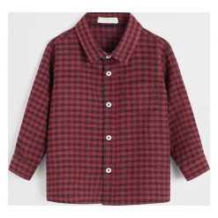 Mango Kids - Koszula dziecięca Tomi 80-104 cm. Czerwone koszule chłopięce z bawełny, eleganckie, długie. Za 69,90 zł.
