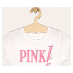 Liu Jo - T-shirt dziecięcy 128-170 cm. Białe bluzki dziewczęce Liu Jo, z nadrukiem, z bawełny, z okrągłym kołnierzem, z krótkim rękawem, krótkie, bez kaptura. Za 199,90 zł.