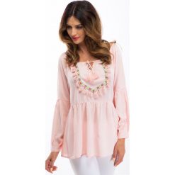 Bluzki damskie: Jasnorózowa bluzka w stylu boho 8417