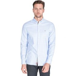 Tommy Hilfiger Koszula Niebieski. Niebieskie koszule męskie TOMMY HILFIGER, l, w kratkę, z bawełny, bez kołnierzyka, z długim rękawem. Za 426,95 zł.