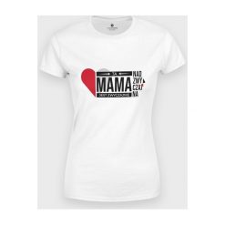 Koszulka damska Zwyczajnie nadzwyczajna mama. Koszulki damskie MegaKoszulki, m, bez wzorów, z bawełny, z podwójnym kołnierzykiem. Za 49,90 zł.