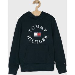 Tommy Hilfiger - Bluza dziecięca 128-176 cm. Niebieskie bluzy chłopięce TOMMY HILFIGER, z nadrukiem, z elastanu, bez rękawów, z kapturem. Za 269,90 zł.