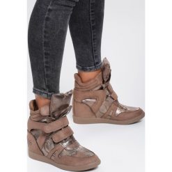 Khaki Sneakersy Live My Life. Brązowe koturny damskie Renee, na niskim obcasie, na rzepy. Za 109,99 zł.