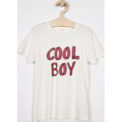 Name it - T-shirt dziecięcy 92-128 cm. Białe t-shirty chłopięce marki Name it, z nadrukiem, z bawełny, bez rękawów. W wyprzedaży za 27,90 zł.