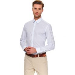 Koszula we wzór regular fit. Białe koszule męskie Top Secret, na zimę, m, bez wzorów, z bawełny, eleganckie, bez kołnierzyka, bez rękawów. W wyprzedaży za 59,99 zł.