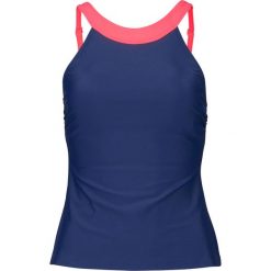 Top tankini bonprix ciemnoniebiesko-pomarańczowy neonowy. Niebieskie stroje kąpielowe damskie bonprix, bez wzorów, bez kołnierzyka. Za 89,99 zł.