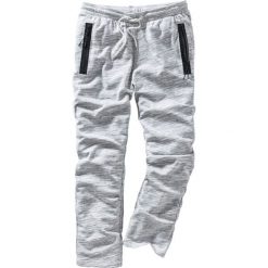 Spodnie joggingowe z kieszeniami z zamkiem bonprix szary melanż. Szare spodnie męskie bonprix, xl, bez wzorów. Za 74,99 zł.
