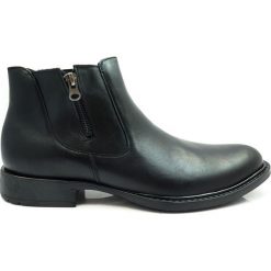 Czarne buty zimowe - sztyblety BZ2. Czarne sztyblety męskie Modini Moda Męska, na zimę, ze skóry, bez zapięcia. Za 247,50 zł.